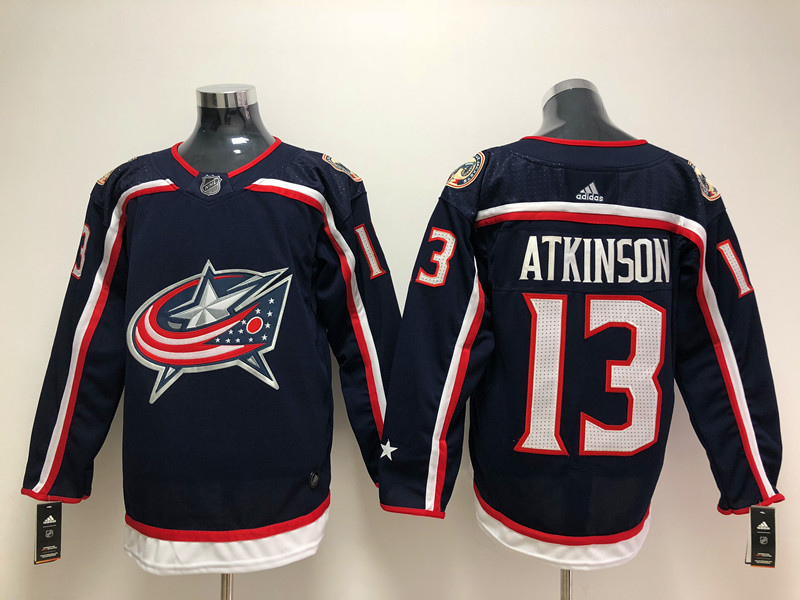 Men's Columbus Blue Jackets Cam Atkinson #13 Navy Home Breakaway Jersey